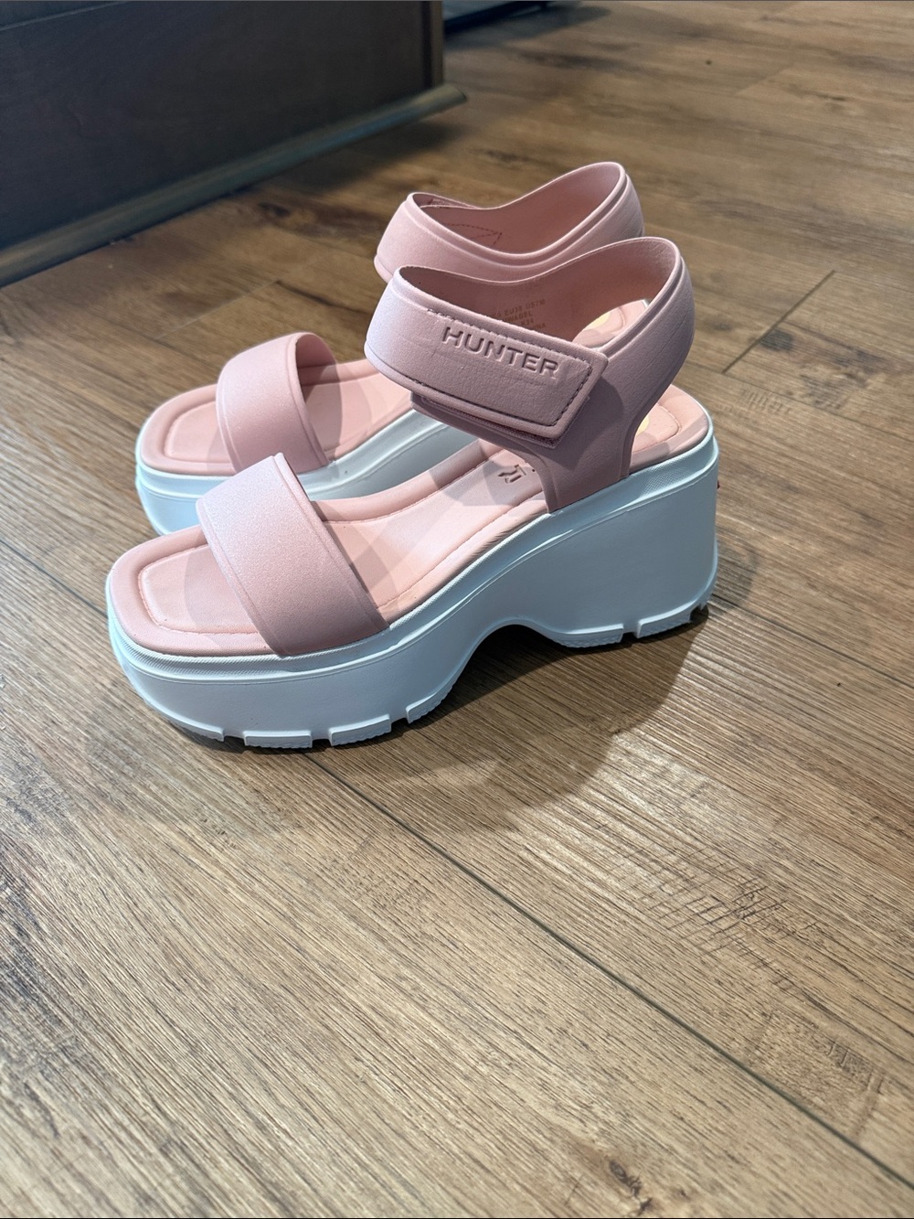 Hunter Blush Pink Platform Sandals with White Sole